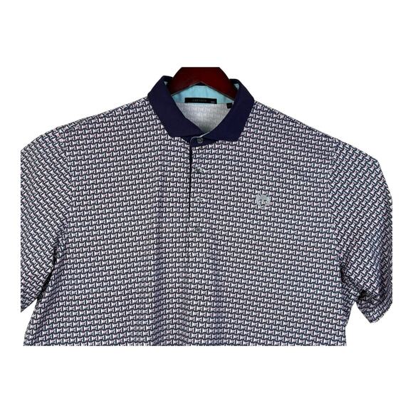 Greyson Men's 2XL Polo Shirt Blue Pink Geometric Print Short Sleeve Golf Polo - Picture 3 of 14